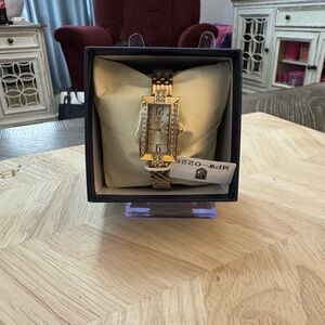 Montres Prestige Gold Watch with Crystal Accents